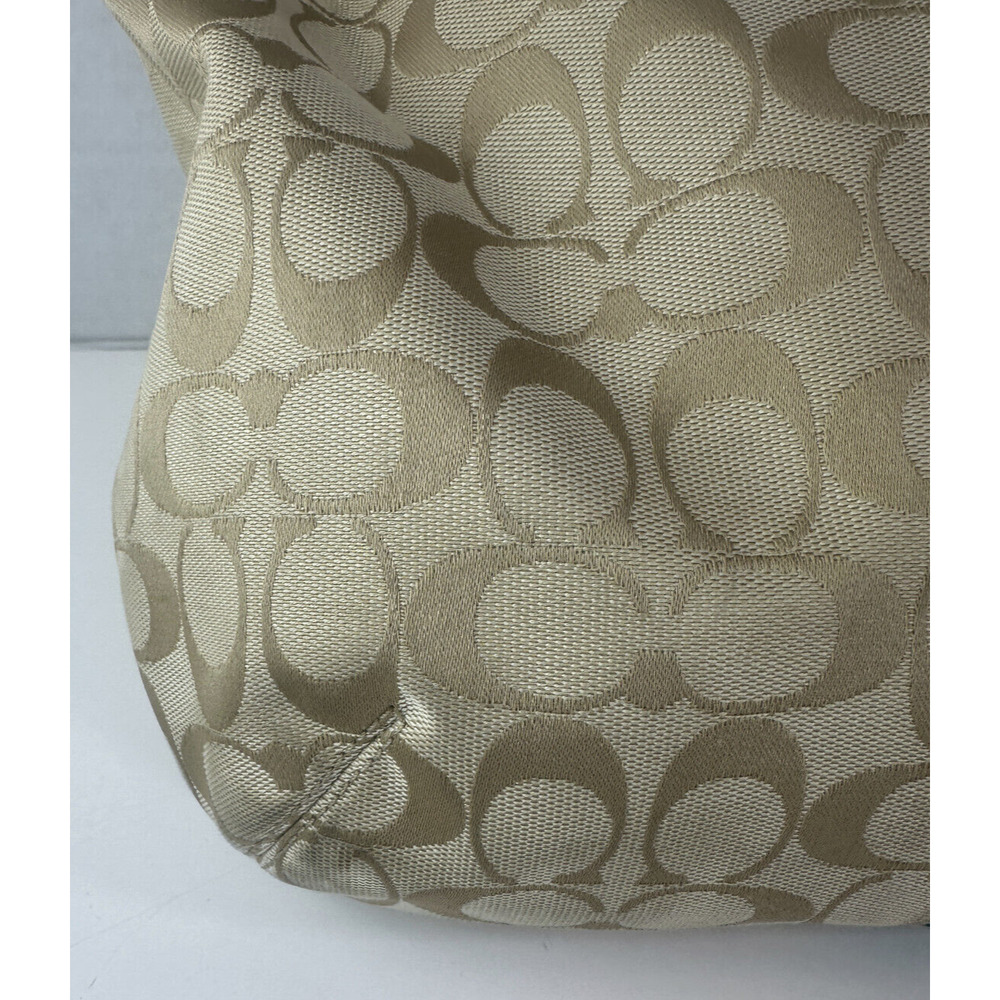 COACH Convertible Hobo Shoulder Bag Crossbody Tan Green Stripe Purse F29941 - Picture 12 of 16
